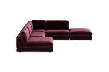 Arken 6-sits Vändbar L-formad Modulhörnsoffa med Divan + Fotpall i Sammet - Lila - Möbler - Soffa - Modulsoffa - Komplett modulsoffa