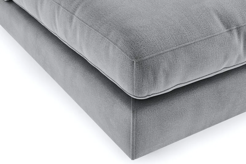 Arken 6-sits Vändbar L-formad Modulhörnsoffa med Divan + Fotpall i Sammet - Ljusgrå - Möbler - Soffa - Modulsoffa - Komplett modulsoffa