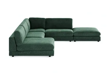 Arken 6-sits Vändbar L-formad Modulhörnsoffa med Divan + Fotpall i Sammet - Mörkgrön - Möbler - Soffa - Modulsoffa - Komplett modulsoffa