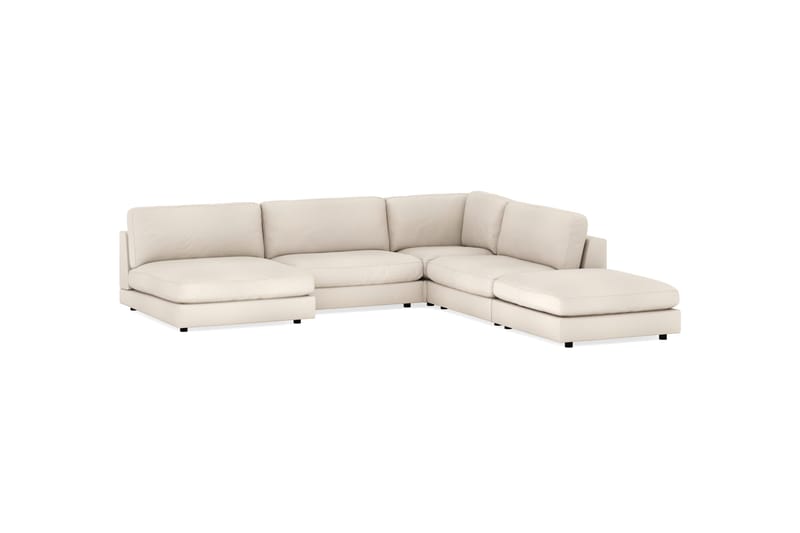 Arken 6-sits Vändbar L-formad Modulhörnsoffa med Divan + Fotpall i Tyg - Beige - Möbler - Soffa - Modulsoffa - Komplett modulsoffa