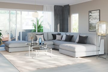 Arken 6-sits Vändbar L-formad Modulhörnsoffa med Divan + Fotpall i Tyg - Grå - Möbler - Soffa - Modulsoffa - Komplett modulsoffa