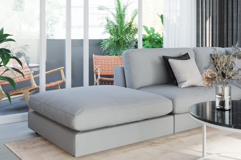 Arken 6-sits Vändbar L-formad Modulhörnsoffa med Divan + Fotpall i Tyg - Grå - Möbler - Soffa - Modulsoffa - Komplett modulsoffa