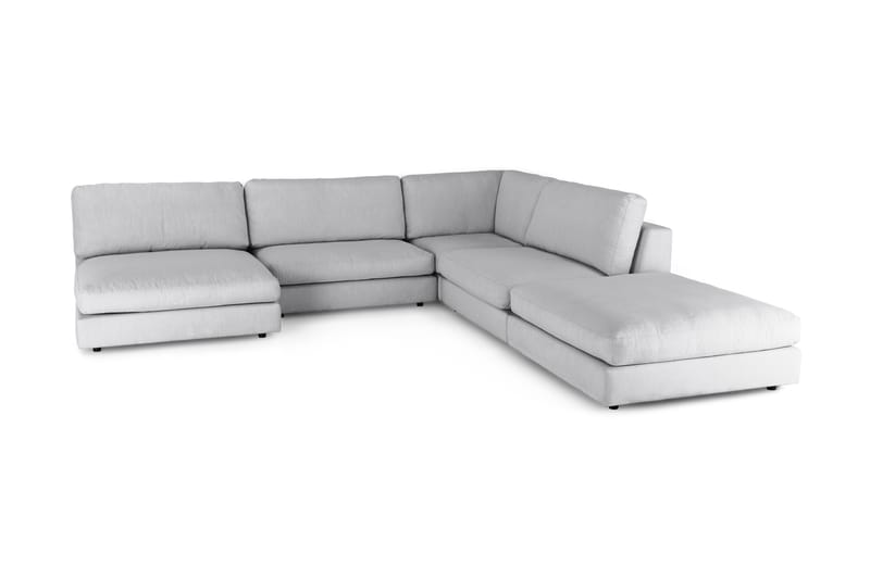 Arken 6-sits Vändbar L-formad Modulhörnsoffa med Divan + Fotpall i Tyg - Grå - Möbler - Soffa - Modulsoffa - Komplett modulsoffa