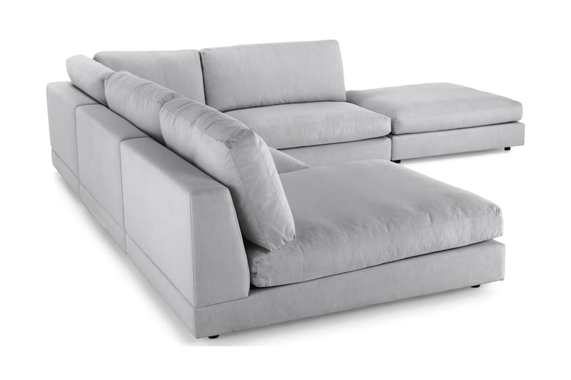 Arken 6-sits Vändbar L-formad Modulhörnsoffa med Divan + Fotpall i Tyg - Grå - Möbler - Soffa - Modulsoffa - Komplett modulsoffa