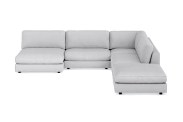 Arken 6-sits Vändbar L-formad Modulhörnsoffa med Divan + Fotpall i Tyg - Ljusgrå - Möbler - Soffa - Modulsoffa - Komplett modulsoffa