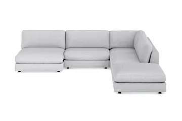 Arken 6-sits Vändbar L-formad Modulhörnsoffa med Divan + Fotpall i Tyg - Ljusgrå - Möbler - Soffa - Modulsoffa - Komplett modulsoffa