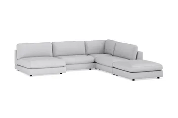 Arken 6-sits Vändbar L-formad Modulhörnsoffa med Divan + Fotpall i Tyg - Ljusgrå - Möbler - Soffa - Modulsoffa - Komplett modulsoffa