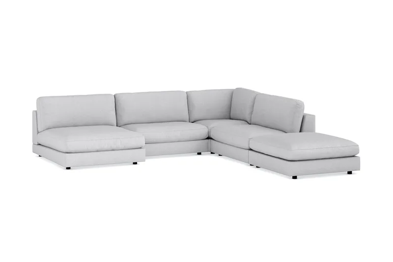 Arken 6-sits Vändbar L-formad Modulhörnsoffa med Divan + Fotpall i Tyg - Ljusgrå - Möbler - Soffa - Modulsoffa - Komplett modulsoffa