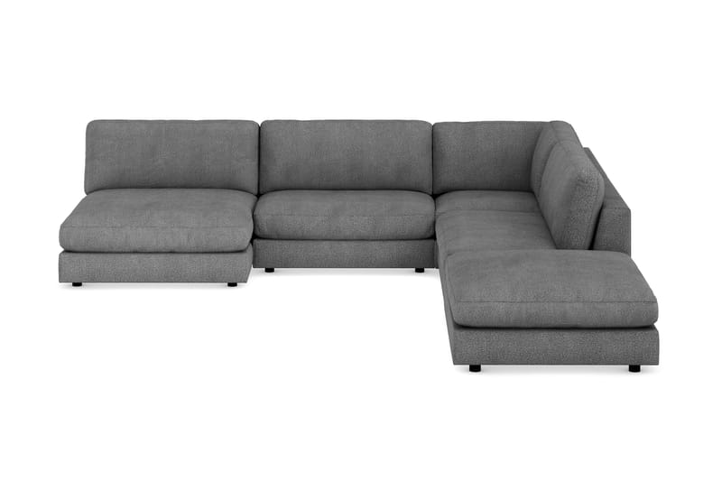 Arken 6-sits Vändbar L-formad Modulhörnsoffa med Divan + Fotpall i Tyg - Mörkgrå - Möbler - Soffa - Modulsoffa - Komplett modulsoffa
