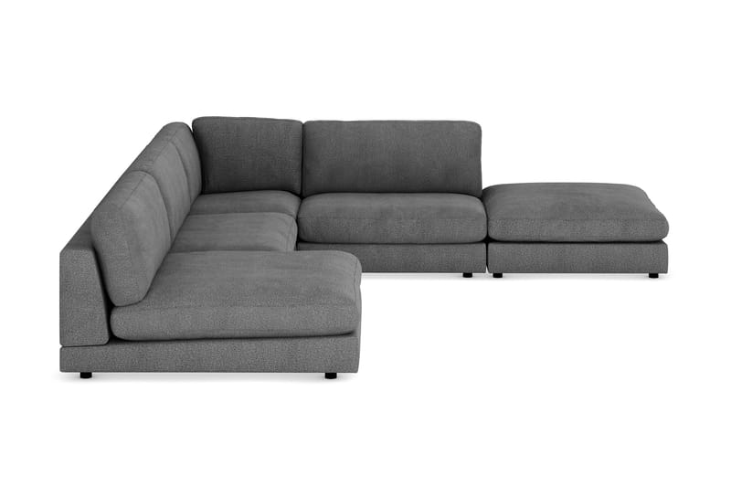 Arken 6-sits Vändbar L-formad Modulhörnsoffa med Divan + Fotpall i Tyg - Mörkgrå - Möbler - Soffa - Modulsoffa - Komplett modulsoffa