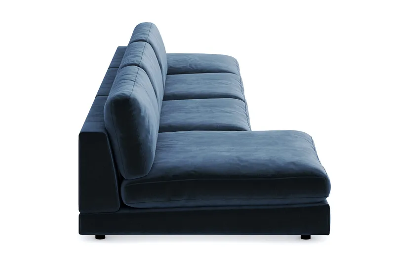 Arken 6-sits Vändbar U-formad Modulsoffa med Divan + Fotpall i Sammet - Blå - Möbler - Soffa - Modulsoffa - Komplett modulsoffa