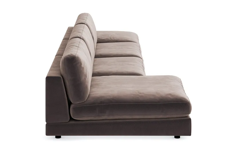 Arken 6-sits Vändbar U-formad Modulsoffa med Divan + Fotpall i Sammet - Brun - Möbler - Soffa - Modulsoffa - Komplett modulsoffa