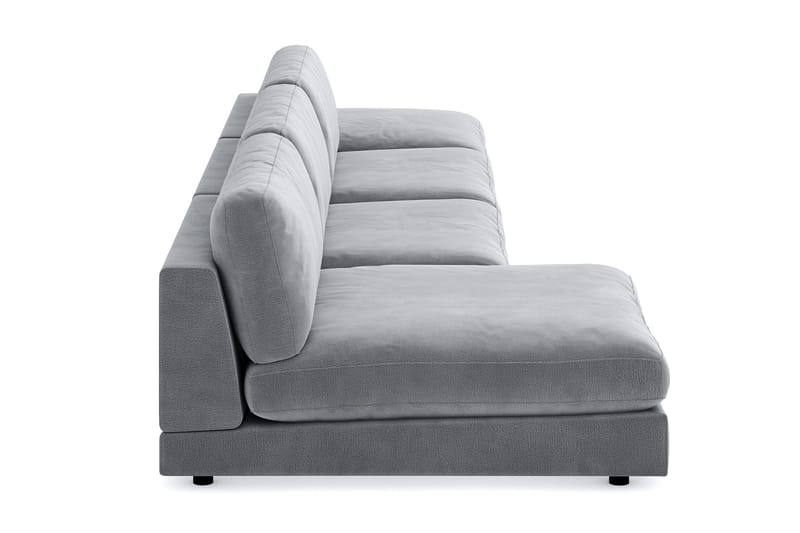 Arken 6-sits Vändbar U-formad Modulsoffa med Divan + Fotpall i Sammet - Ljusgrå - Möbler - Soffa - Modulsoffa - Komplett modulsoffa