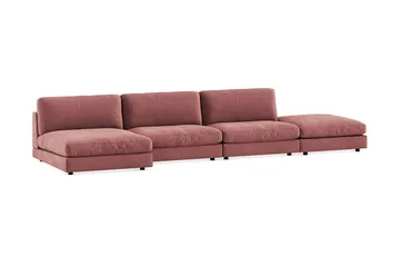Arken 6-sits Vändbar U-formad Modulsoffa med Divan + Fotpall i Sammet - Rosa - Möbler - Soffa - Modulsoffa - Komplett modulsoffa