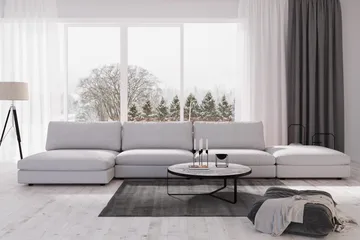 Arken 6-sits Vändbar U-formad Modulsoffa med Divan + Fotpall i Tyg - Grå - Möbler - Soffa - Modulsoffa - Komplett modulsoffa