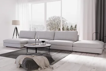 Arken 6-sits Vändbar U-formad Modulsoffa med Divan + Fotpall i Tyg - Grå - Möbler - Soffa - Modulsoffa - Komplett modulsoffa