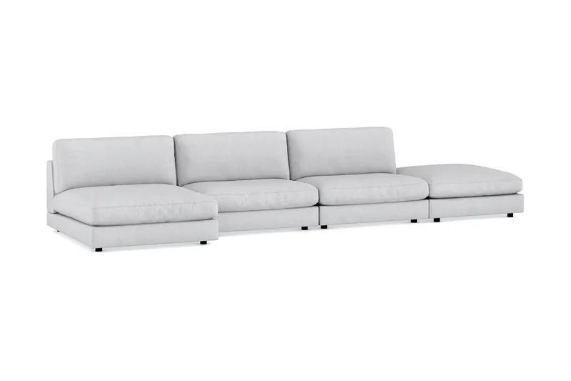 Arken 6-sits Vändbar U-formad Modulsoffa med Divan + Fotpall i Tyg - Ljusgrå - Möbler - Soffa - Modulsoffa - Komplett modulsoffa