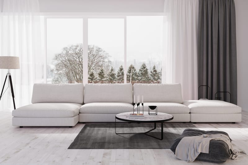 Arken 6-sits Vändbar U-formad Modulsoffa med Divan + Fotpall i Tyg - Ljusgrå - Möbler - Soffa - Modulsoffa - Komplett modulsoffa