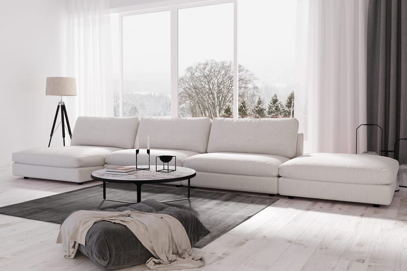 Arken 6-sits Vändbar U-formad Modulsoffa med Divan + Fotpall i Tyg - Ljusgrå - Möbler - Soffa - Modulsoffa - Komplett modulsoffa