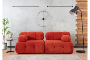 Belgin Bubblig divansoffa 2-sits med utfällbara armstöd och ryggstöd - Röd Manchester - Möbler - Soffa - Modulsoffa - Komplett modulsoffa