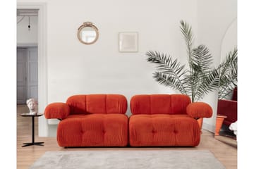 Bubblig divansoffa Belgin 2-sits med utfällbara armstöd och ryggstöd - Röd Manchester - Möbler - Soffa - Modulsoffa - Komplett modulsoffa