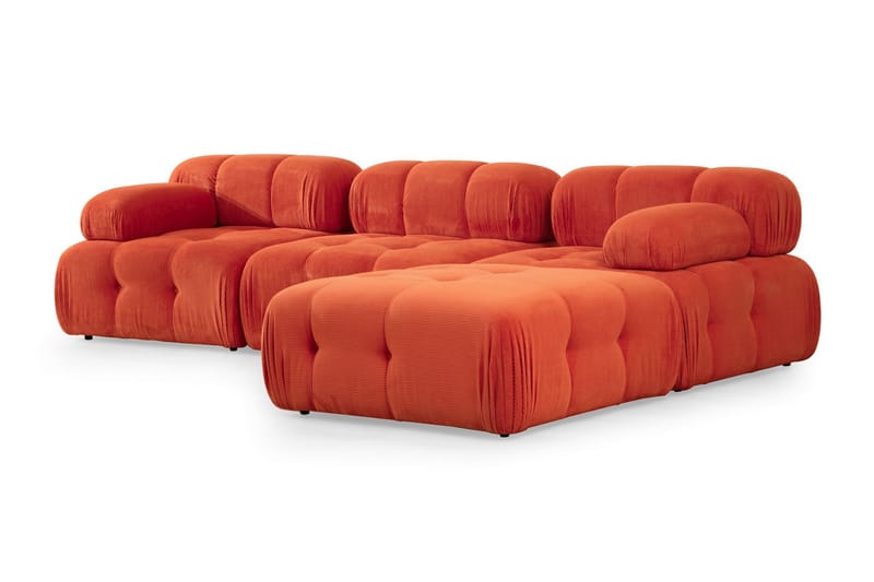 Bubblig Divansoffa Belgin 3-sits med utfällbara armstöd och ryggstöd - Röd - Möbler - Soffa - Modulsoffa - Komplett modulsoffa
