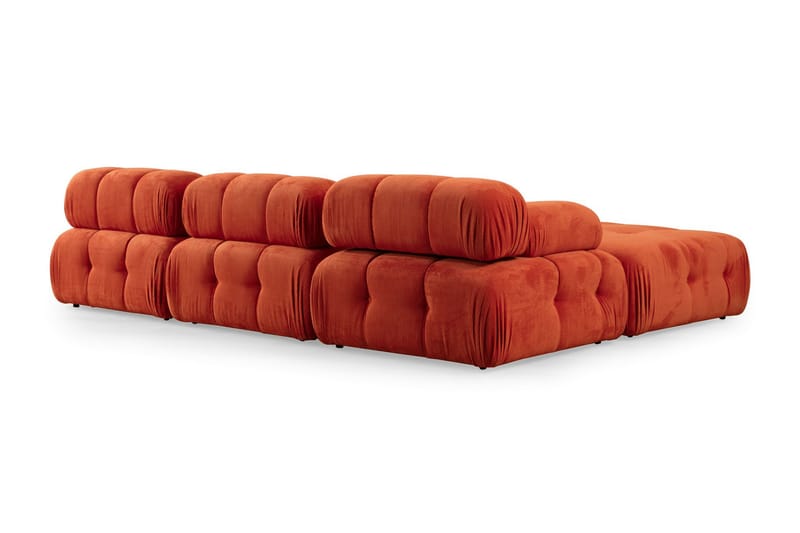 Bubblig Divansoffa Belgin 3-sits med utfällbara armstöd och ryggstöd - Röd - Möbler - Soffa - Modulsoffa - Komplett modulsoffa
