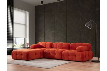 Bubblig Divansoffa Belgin 3-sits med utfällbara armstöd och ryggstöd - Röd - Möbler - Soffa - Modulsoffa - Komplett modulsoffa