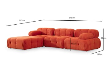 Bubblig Divansoffa Belgin 3-sits med utfällbara armstöd och ryggstöd - Röd - Möbler - Soffa - Modulsoffa - Komplett modulsoffa