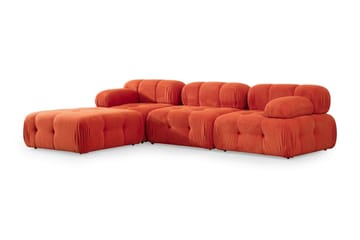 Bubblig Divansoffa Belgin 3-sits med utfällbara armstöd och ryggstöd - Röd - Möbler - Soffa - Modulsoffa - Komplett modulsoffa