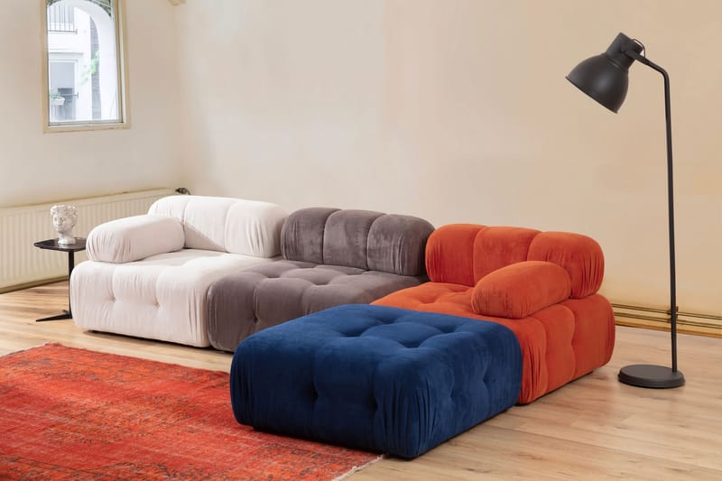 Bubblig Modulsoffa Belgin 3-sits med utfällbara armstöd och ryggstöd - Röd/Vit - Möbler - Soffa - Modulsoffa - Komplett modulsoffa