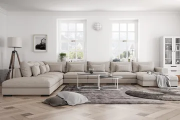 Dubai Stor U-modulsoffa Byggbar med Divan Höger Extra Djup - Ljus / Beige - Möbler - Soffa - Modulsoffa - Komplett modulsoffa