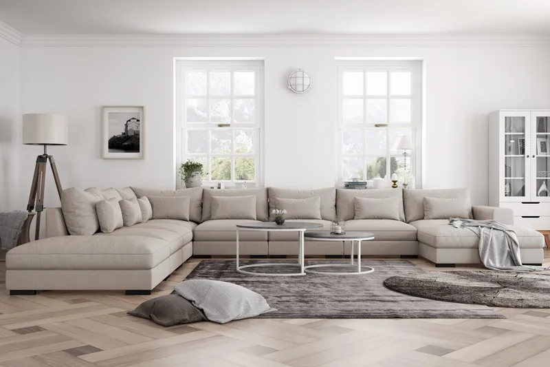 Dubai Stor U-modulsoffa Byggbar med Divan Höger Extra Djup - Ljus / Beige - Möbler - Soffa - Modulsoffa - Komplett modulsoffa