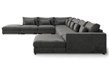 Dubai Stor U-modulsoffa Large med Divan Höger Sammet Extra Djup - Mörkgrå - Möbler - Soffa - Modulsoffa - Komplett modulsoffa