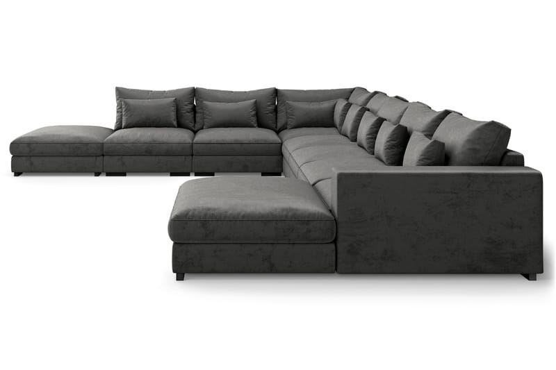 Dubai Stor U-modulsoffa Large med Divan Höger Sammet Extra Djup - Mörkgrå - Möbler - Soffa - Modulsoffa - Komplett modulsoffa