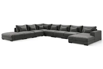 Dubai Stor U-modulsoffa Large med Divan Höger Sammet Extra Djup - Mörkgrå - Möbler - Soffa - Modulsoffa - Komplett modulsoffa