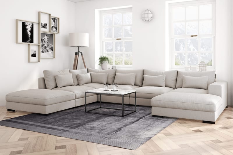 Dubai Stor U-modulsoffa med Divan Höger 432 cm Extra Djup - Beige - Möbler - Soffa - Modulsoffa - Komplett modulsoffa