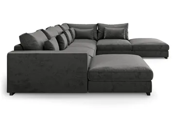 Dubai Stor U Soffa modul med Divan Vänster Sammet Extra djup - Mörkgrå - Möbler - Soffa - Modulsoffa - Komplett modulsoffa