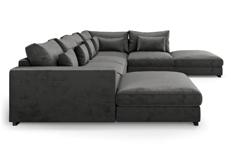 Dubai Stor U Soffa modul med Divan Vänster Sammet Extra djup - Mörkgrå - Möbler - Soffa - Modulsoffa - Komplett modulsoffa