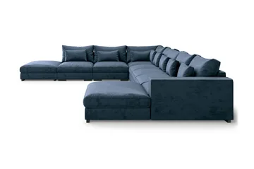 Dubai U-modulsoffa Large med Divan Höger Sammet Extra Djup - Blå - Möbler - Soffa - Modulsoffa - Komplett modulsoffa
