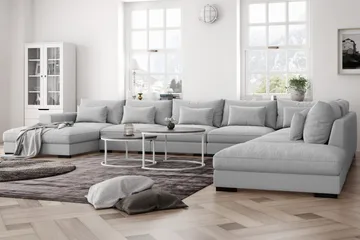 Dubai U-modulsoffa Large med Divan Vänster - Ljusgrå - Möbler - Soffa - Modulsoffa - Komplett modulsoffa