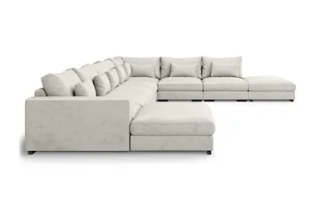 Dubai U-modulsoffa Large med Divan Vänster Sammet Extra Djup - Vit - Möbler - Soffa - Sammetssoffa