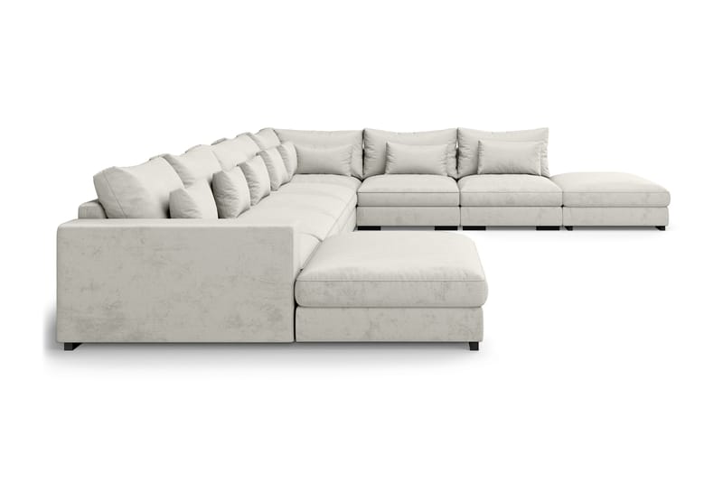 Dubai U-modulsoffa Large med Divan Vänster Sammet Extra Djup - Vit - Möbler - Soffa - Sammetssoffa