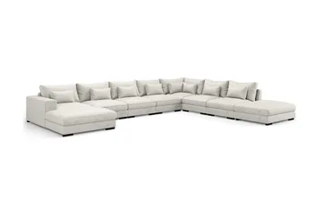 Dubai U-modulsoffa Large med Divan Vänster Sammet Extra Djup - Vit - Möbler - Soffa - Sammetssoffa
