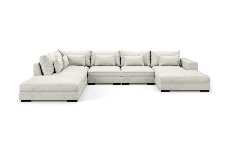 Dubai U-modulsoffa med Divan Höger Sammet Extra Djup - Vit - Möbler - Soffa - Modulsoffa - Komplett modulsoffa