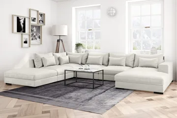Dubai U-modulsoffa med Divan Höger Sammet Extra Djup - Vit - Möbler - Soffa - Modulsoffa - Komplett modulsoffa