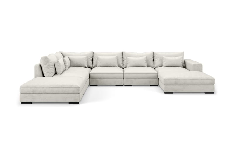 Dubai U-modulsoffa med Divan Höger Sammet, Vit