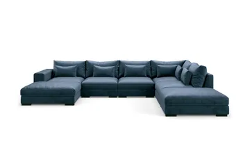 Dubai U-modulsoffa med Divan Vänster Sammet Extra Djup - Blå - Möbler - Soffa - Modulsoffa - Komplett modulsoffa