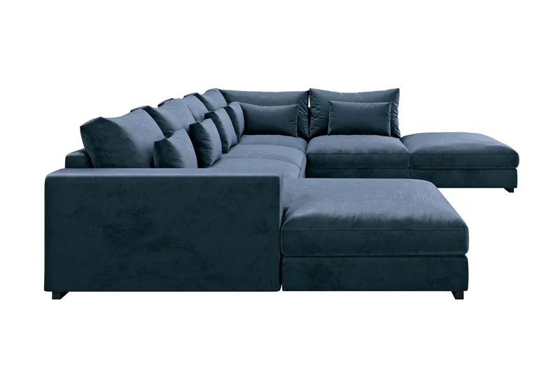 Dubai U-modulsoffa med Divan Vänster Sammet Extra Djup - Blå - Möbler - Soffa - Modulsoffa - Komplett modulsoffa