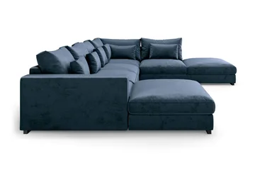Dubai U-modulsoffa med Divan Vänster Sammet Extra Djup - Blå - Möbler - Soffa - Modulsoffa - Komplett modulsoffa